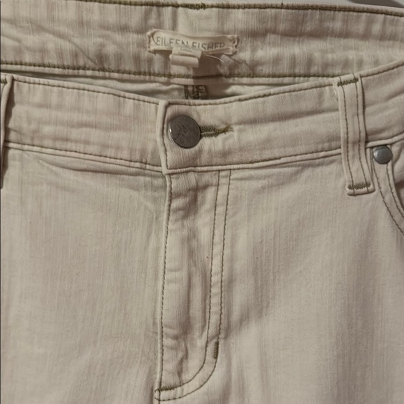 Eileen Fisher Women's Raw Hem Cream Ankle Jeans 5 Pocket Organic Size 16 - Picture 6 of 11